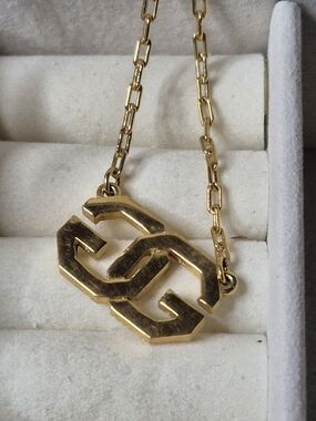 Vintage Givenchy Gold Linked Double-G Pendant Necklace